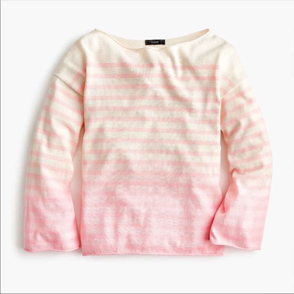 J. Crew crew neck dip dyed pink striped sweater